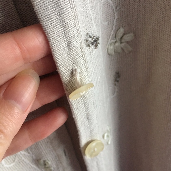🍉 VTG SILK LORE Sweater Floral Embellished Cardigan - Picture 3 of 10
